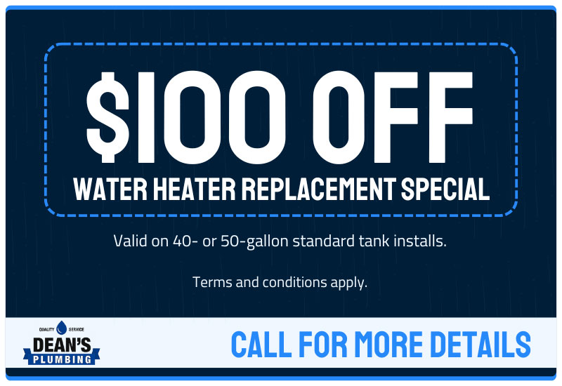 $100 off water heater replacement special