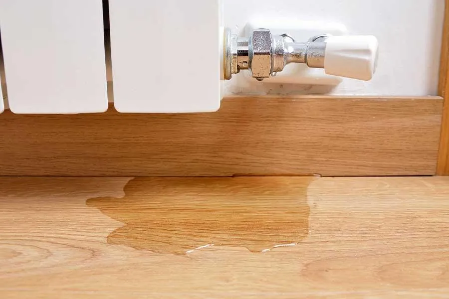 Plumbing company fixing home water leak